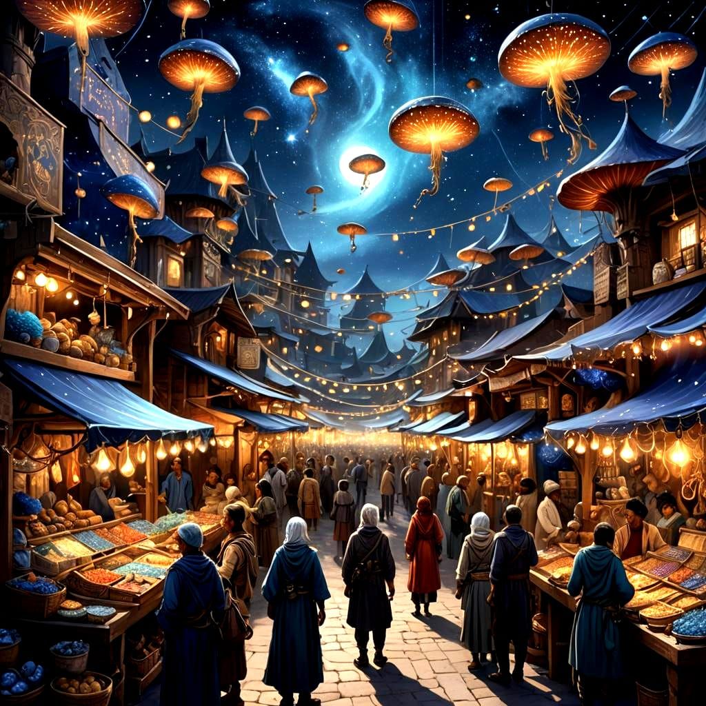 Mystical Stardust Market: Fantasy Concept Art