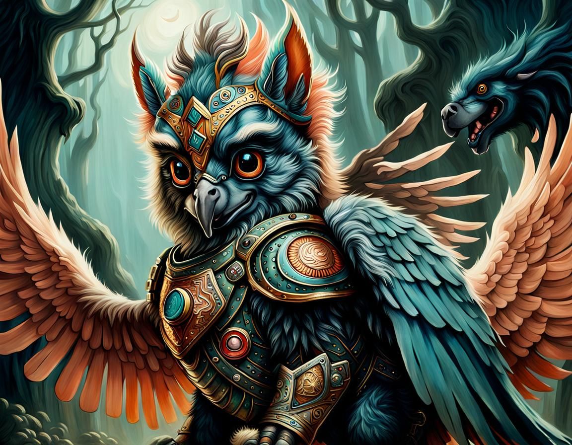 Mythical Hippogriff in Tim Burton Style