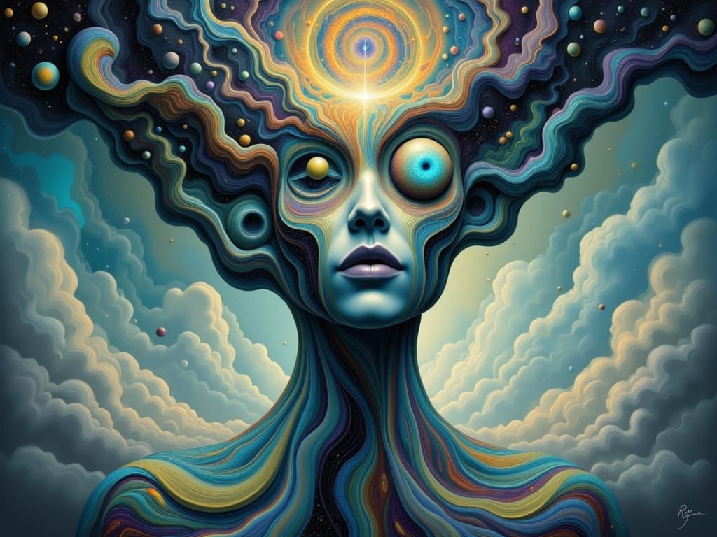 Abstract Surreal Face in Cosmic Dust