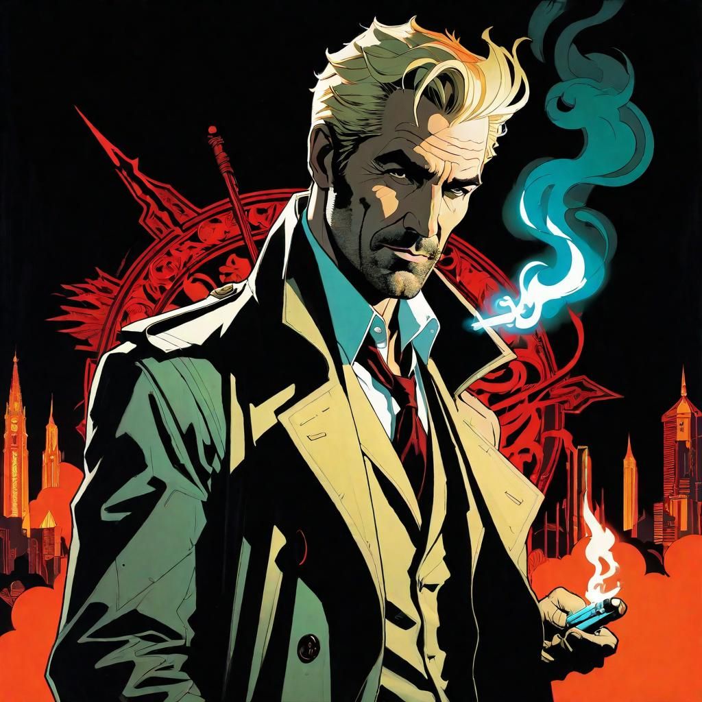 Sinister Man in Bloodstained Coat: Inkpunk Digital Art