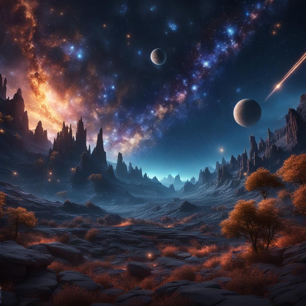 Endless Stars in Deep Space, Detailed Matte Painting