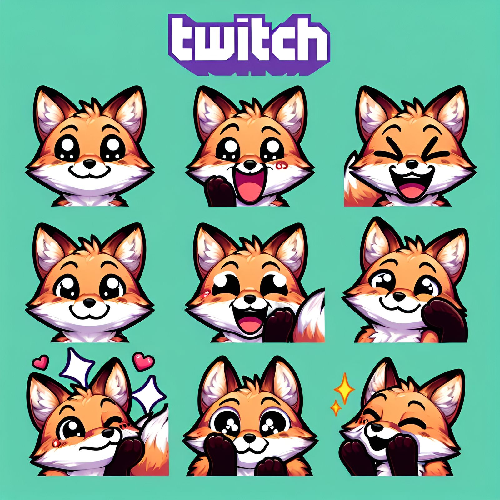 Adorable Fox Twitch Emotes for Streamers