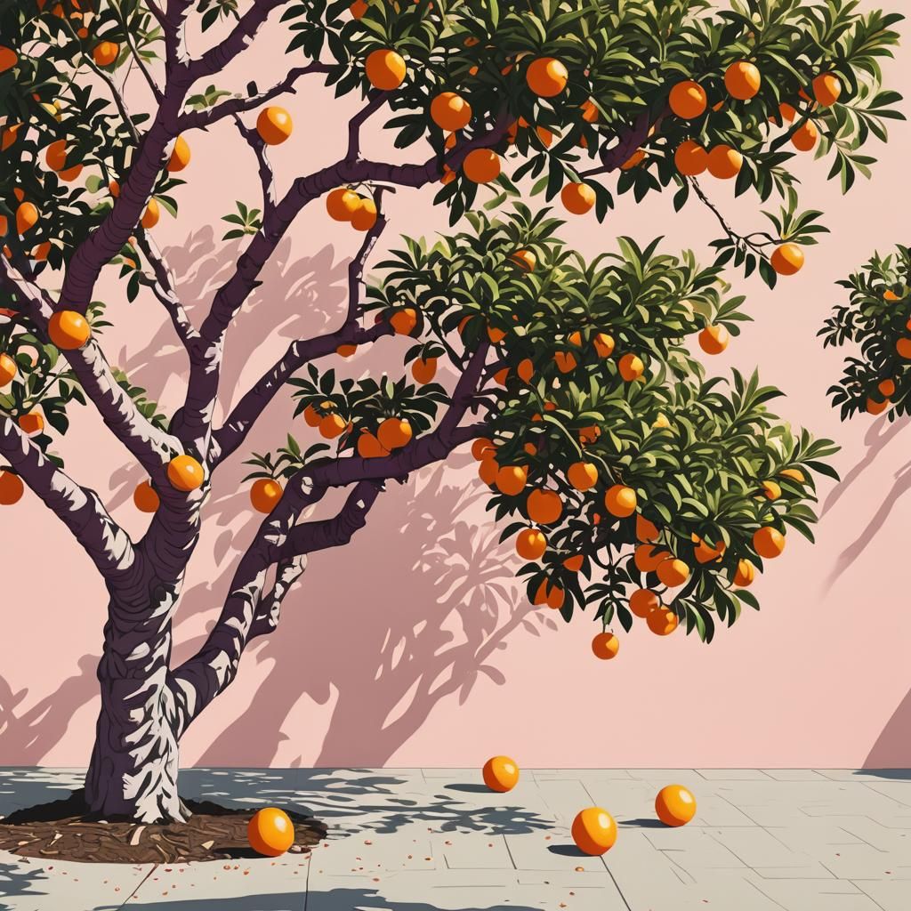 Orange Tree in Graphic Illustration Style