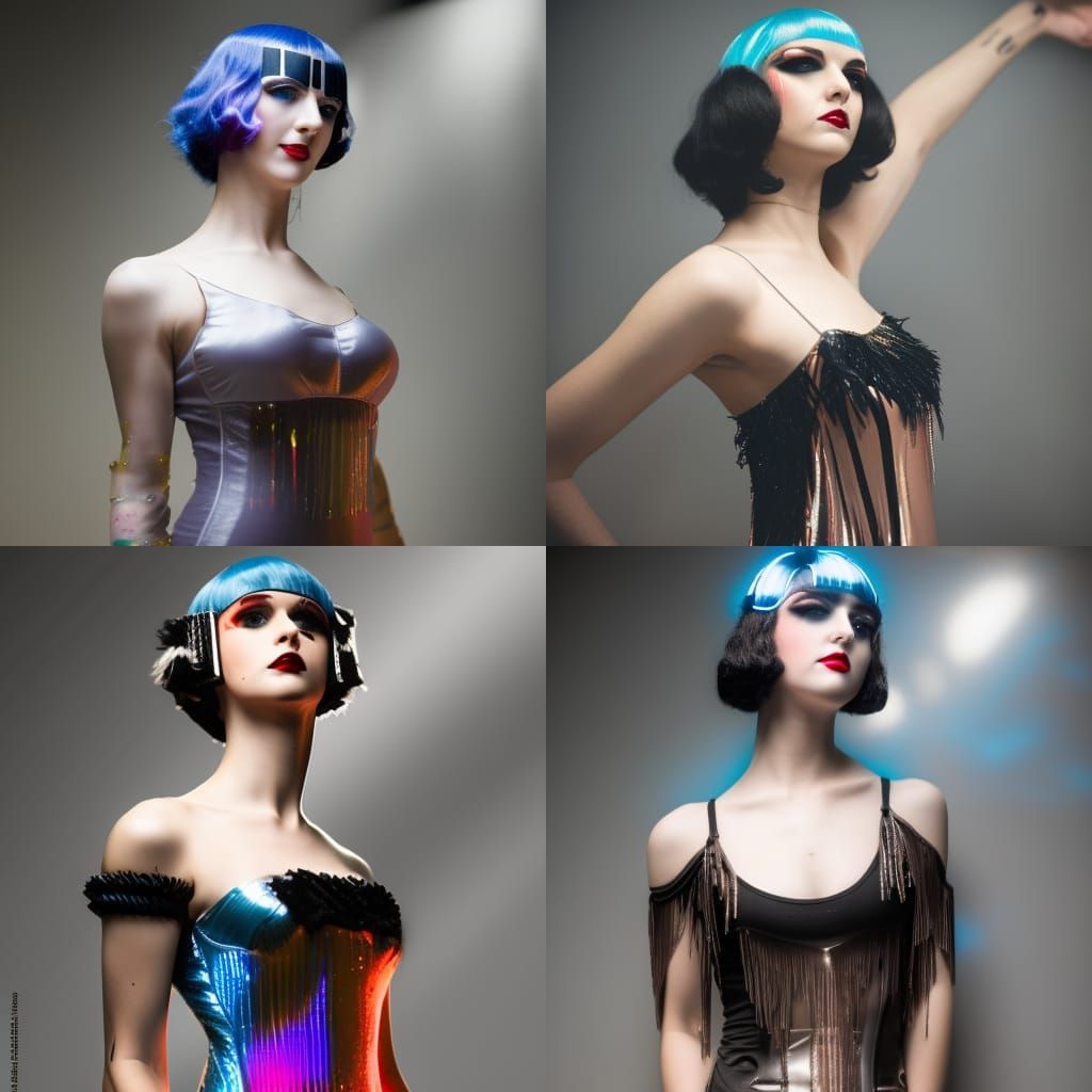 Cyberpunk Flapper Dancer in Neon Speakeasy