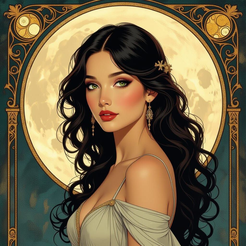 Ethereal Woman in Art Nouveau Style