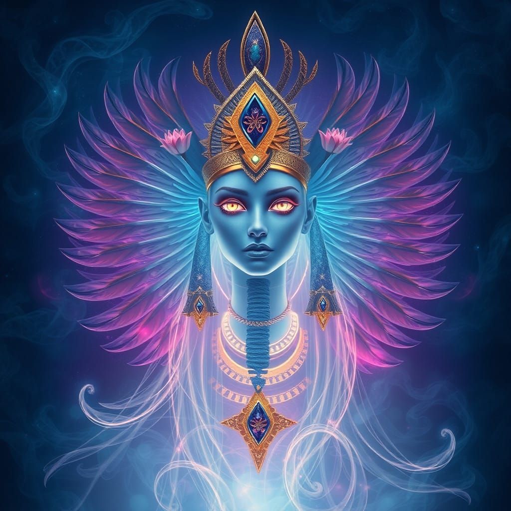 Majestic Invisible Goddess in Ethereal Headdress