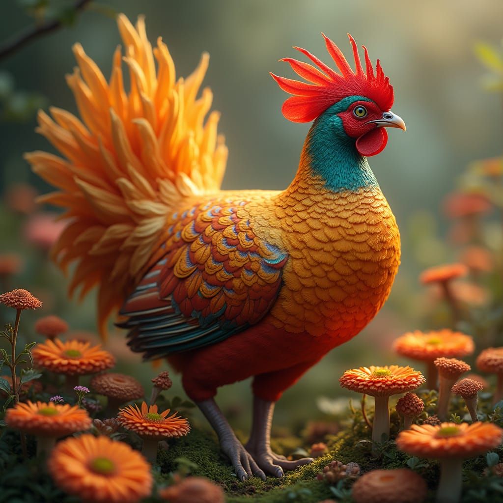 Golden Pheasant Human Hybrid in Fantasy Art
