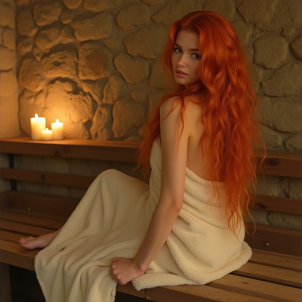 Sensual Sauna Scene in Art Nouveau Style