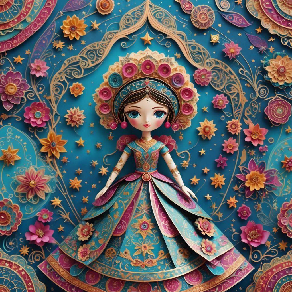 3D Paper Doll with Ottoman Motifs
