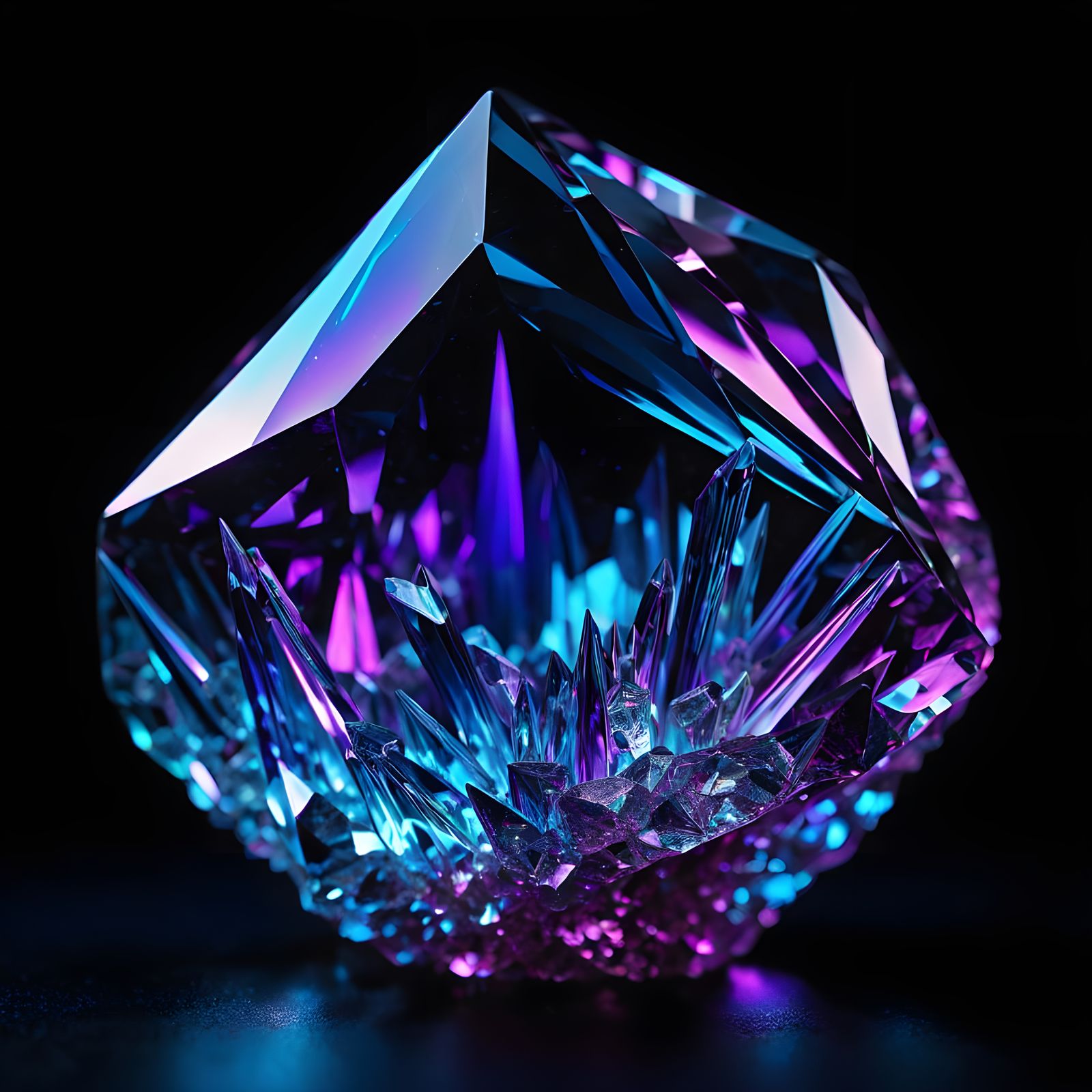 Glowing Crystal on Black Background