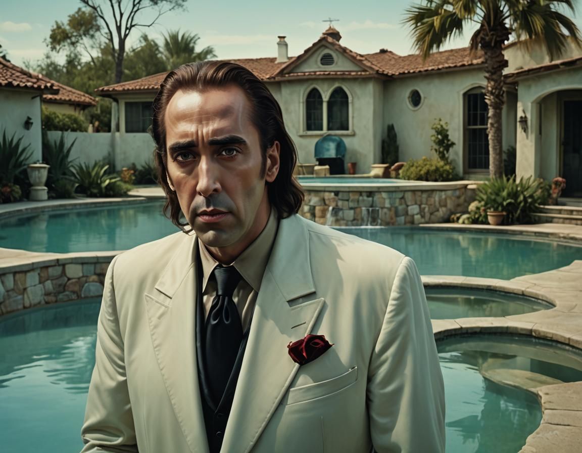 Nicolas Cage as Vampire in Surrealist Oil Painting