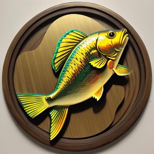 Giant Goldfish in Pond: Romanticism Mixed Media