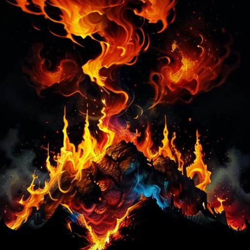 <lora:fire:1.0> A fiery volcano