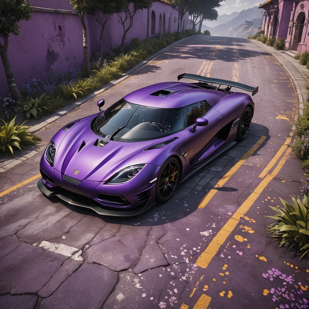 Purple Koenigsegg to Heaven: Hyperrealistic 3D Render