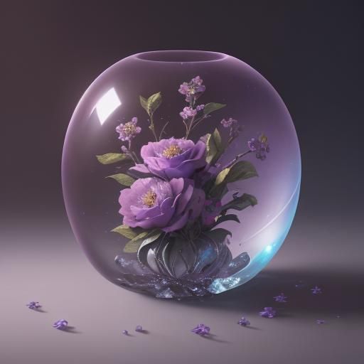 Crystal Apple with Flowers: Detailed Matte Painting