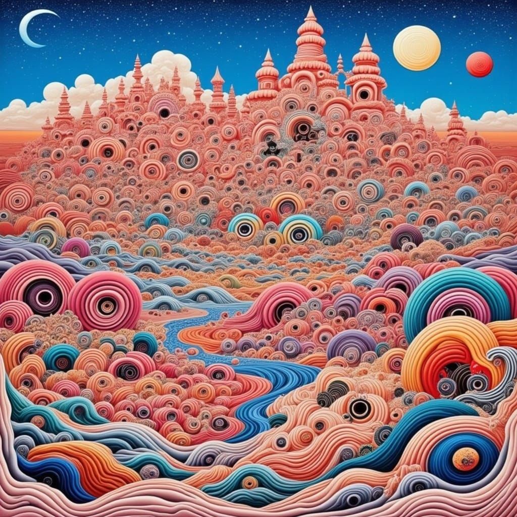 Vibrant Cinnamon Swirls in Whimsical Candyland Wonderland