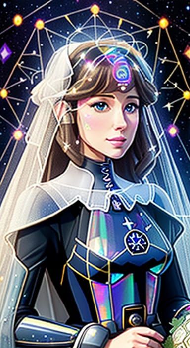 Medieval Starfleet Officer in Holographic Line Art