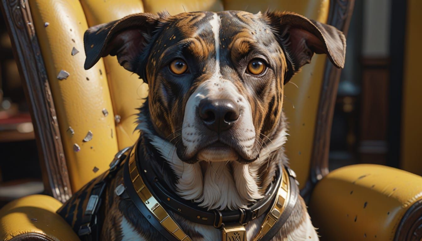 Hyper Realistic Brindle Hound in Yellow Bumblebee Costume