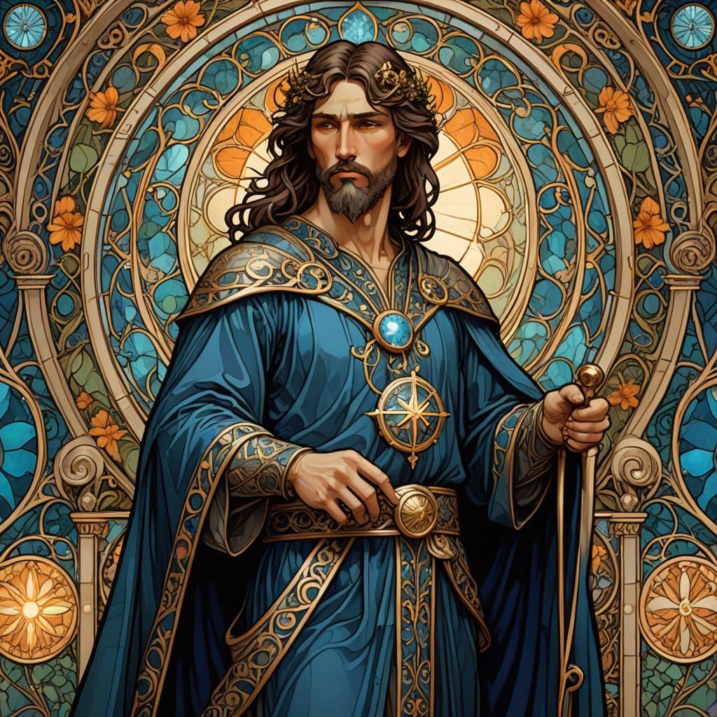 Elegant Sorcerer in Art Nouveau Style