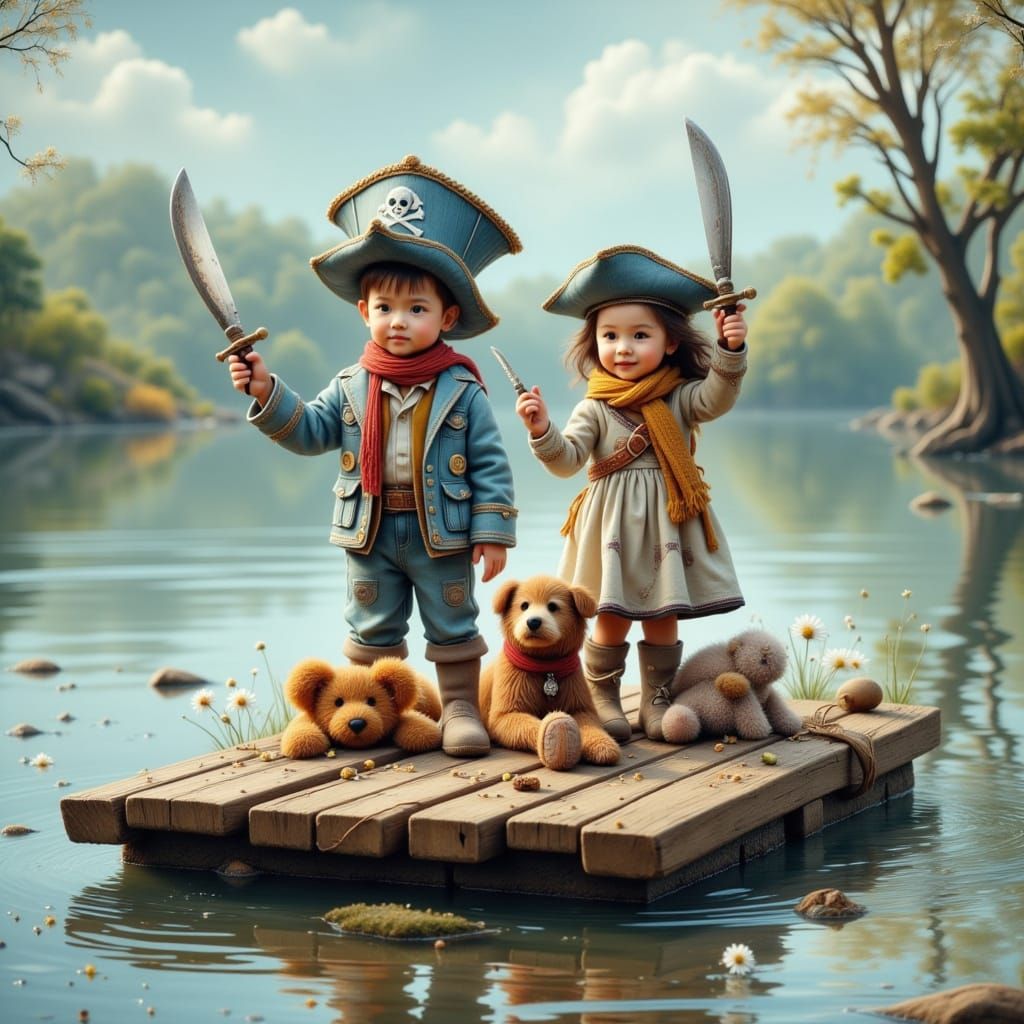 Pretending to be pirates.