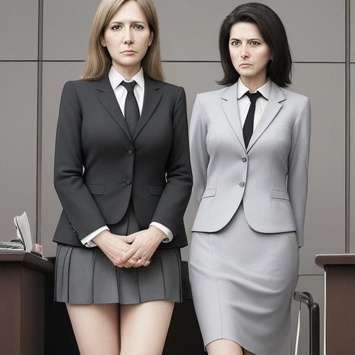 Courtroom Scene: Two Female Lawyers Arguing Case