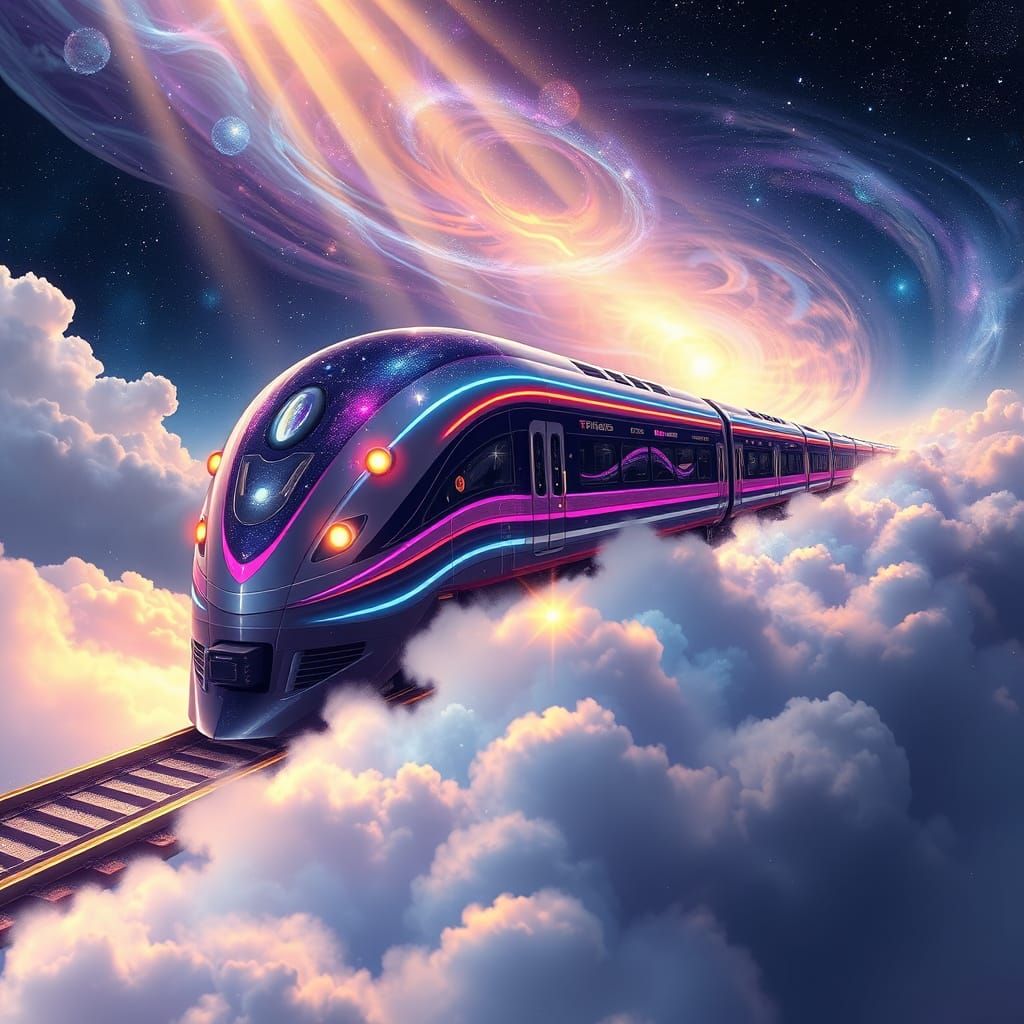 Galactic Train Soars Through Cosmic Skies