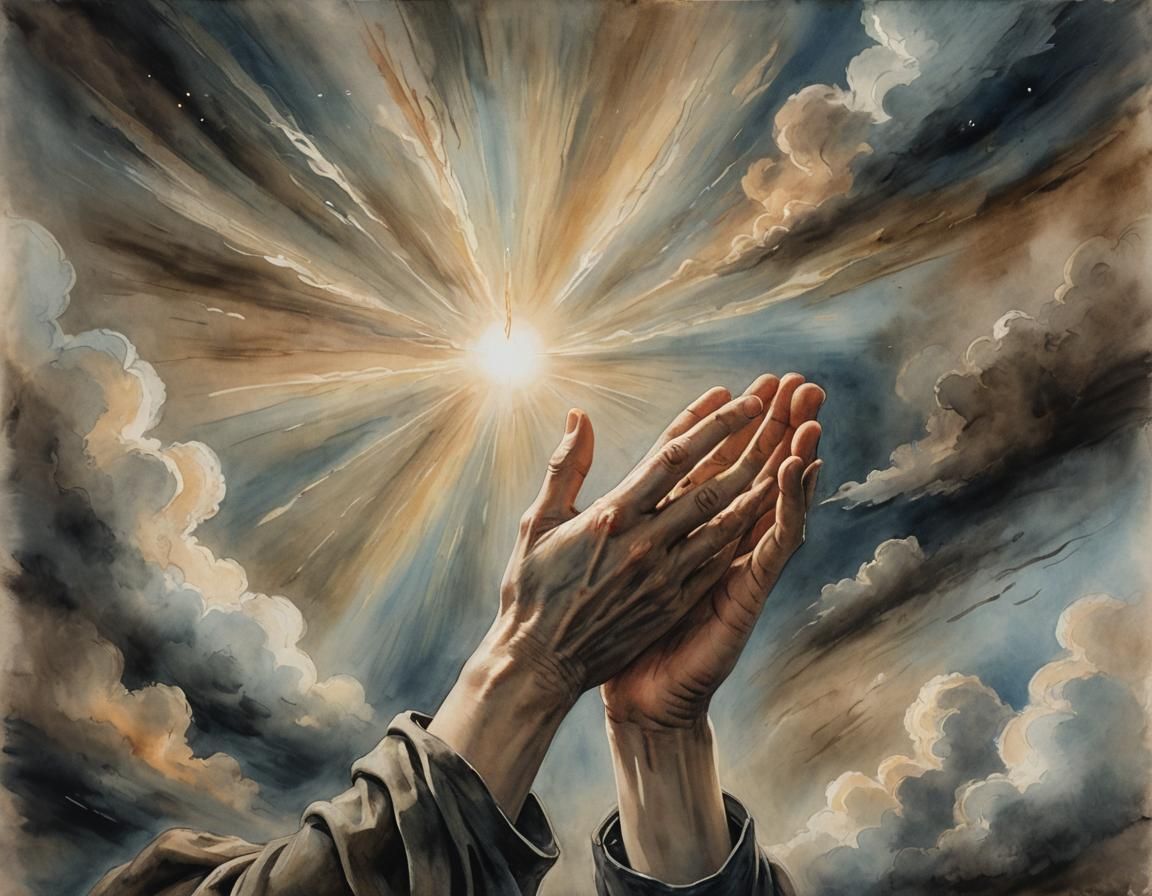 Comforting Hand Wipes Tears: Watercolor and Oil Painting