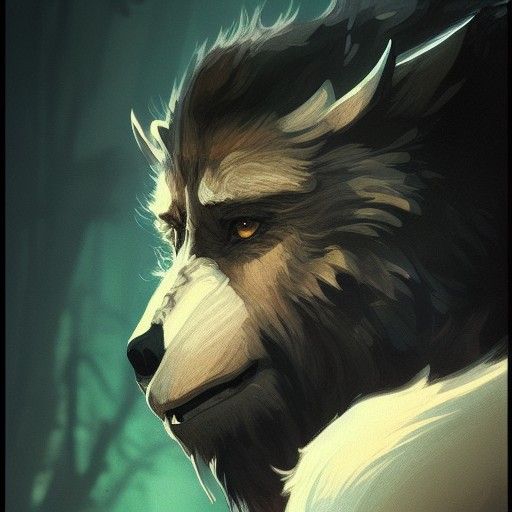 Detailed Horned Wolf Portrait in Hyperrealistic Style