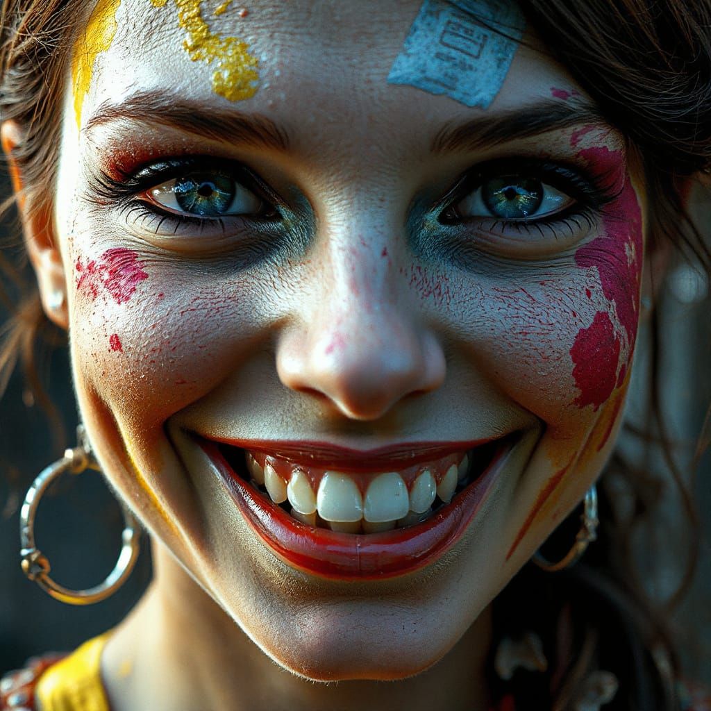 Abstract Expressionist Portrait with Surreal Horror Twist