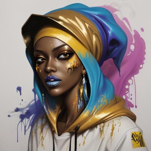 Graffiti Art of Woman with Gold Teeth