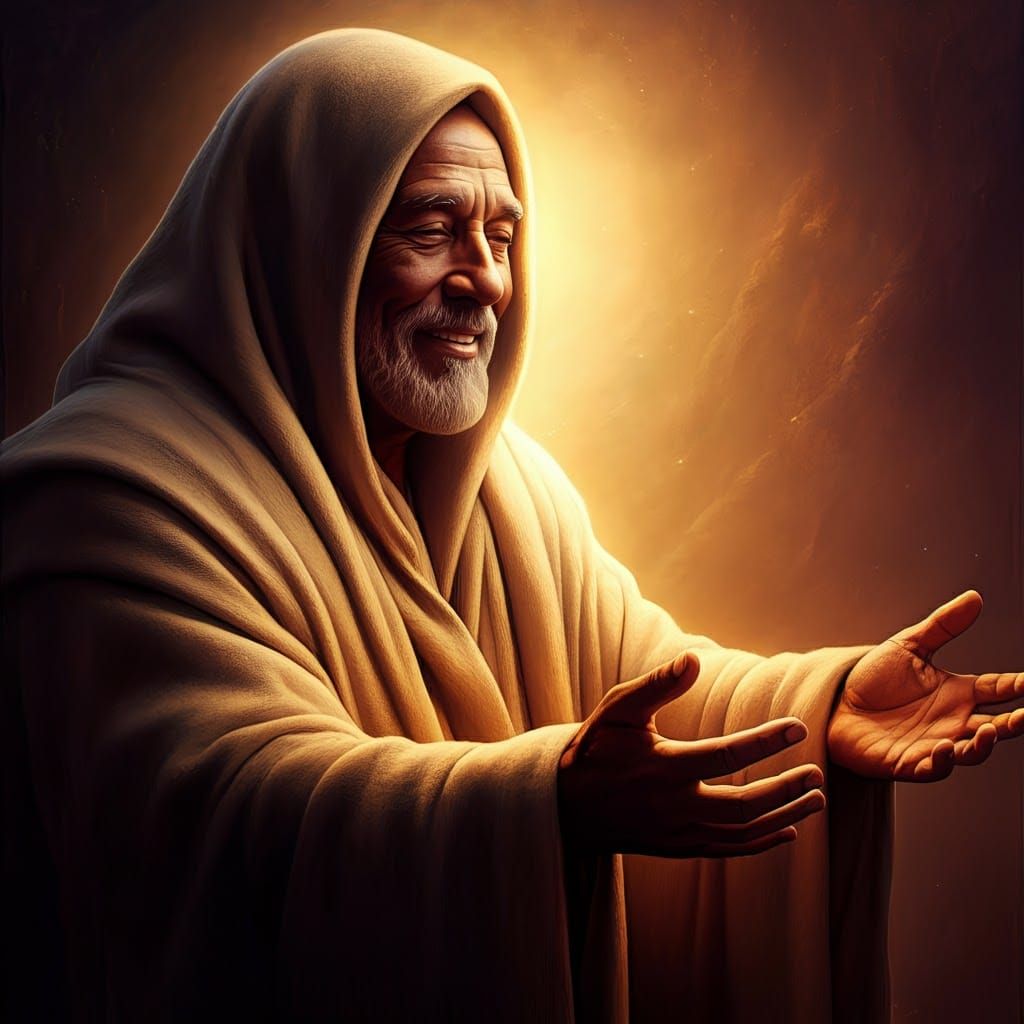 Benevolent Figure Beckons in Comfort as Digital Art