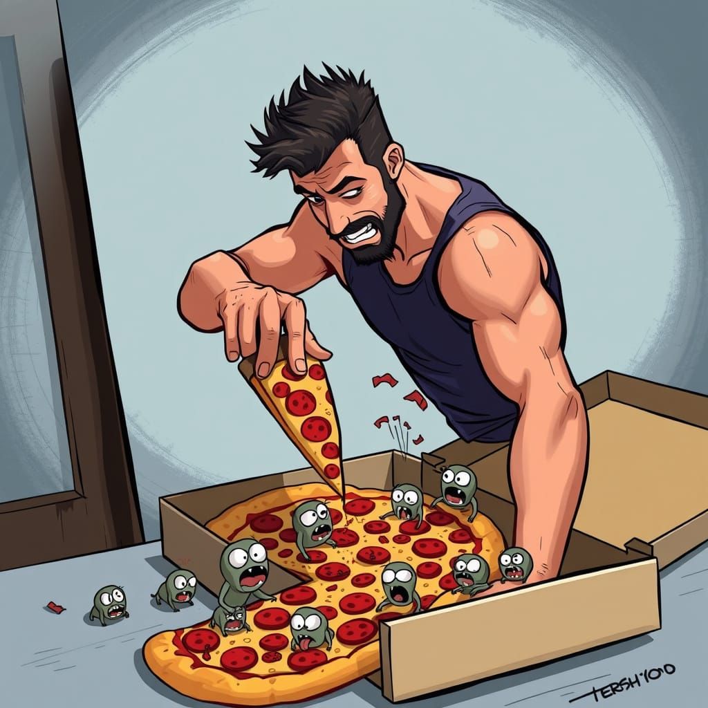 Meat Lover's Pizza Toppings Run From Beefcake Guy