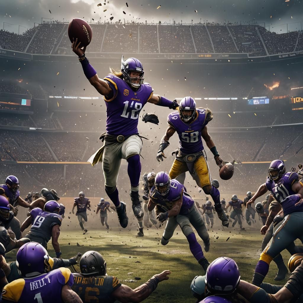 Detailed NFL Football Scene in Deep Color