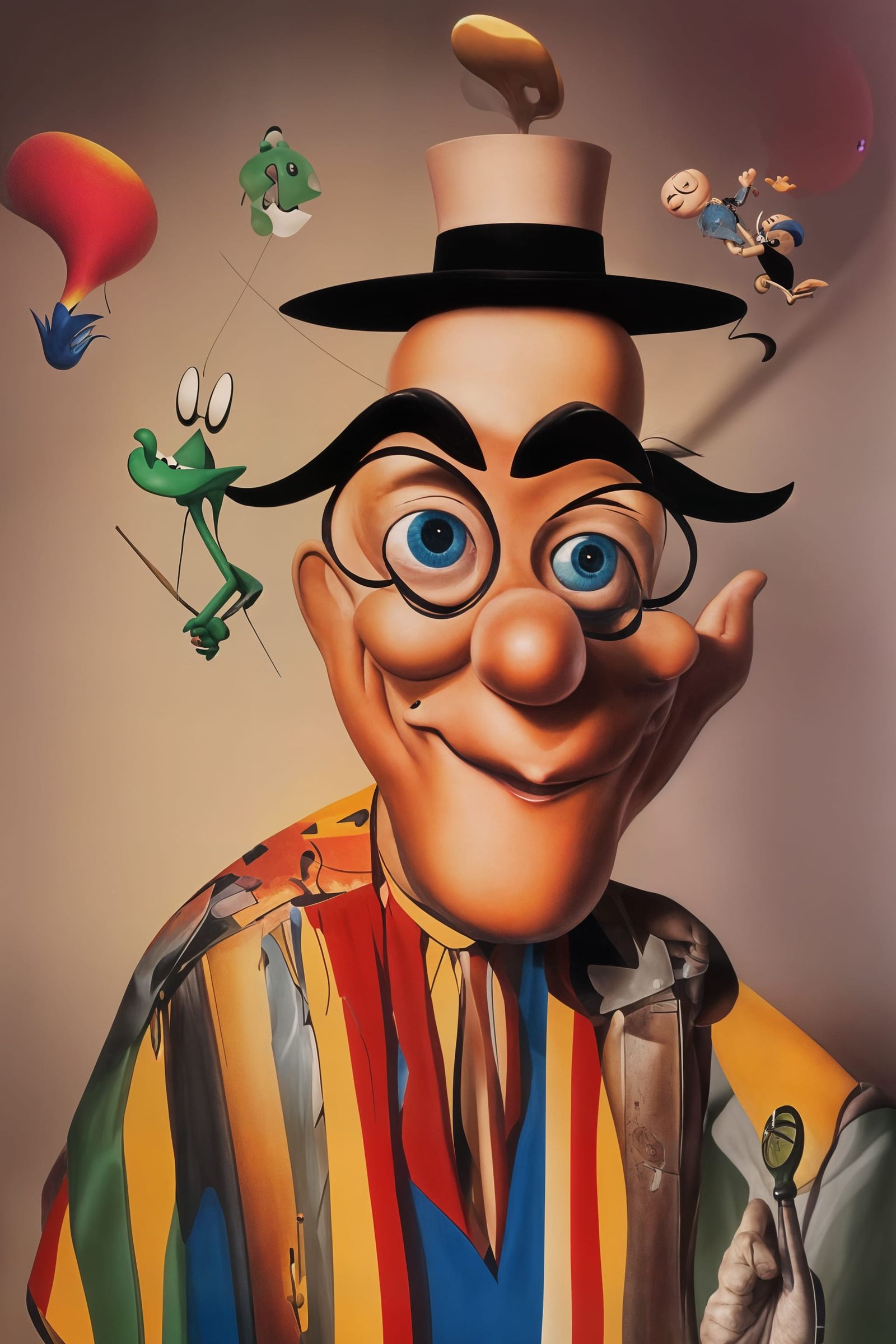 Abstract Folk Singers Painting in Surreal Style