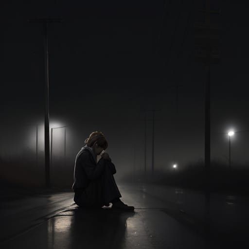 Solitary Woman in Dusty Road Concept Art