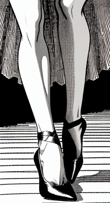 Minimal Woodcut Dancer in High Contrast Black and White