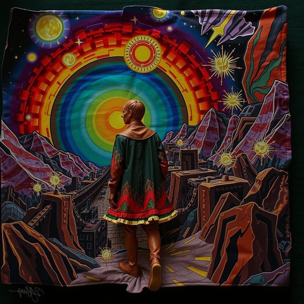 Neon Futuristic City in Cosmic Sunset