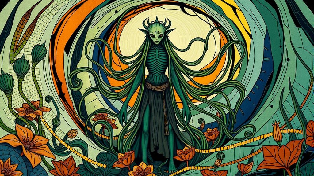 Mystical Nautolan Jedi Master in a Whimsical Aquatic Vortex