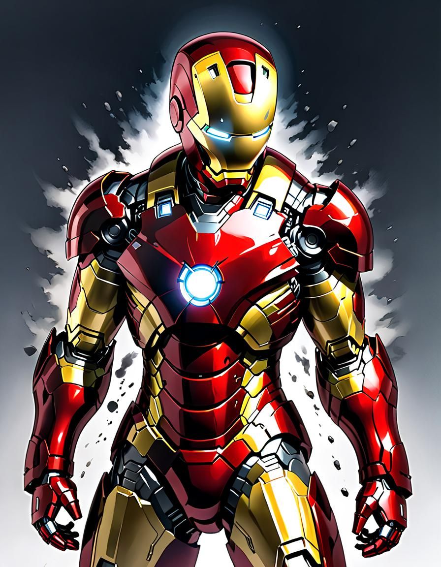 Iron Man as Sumi-e Style Digital Painting