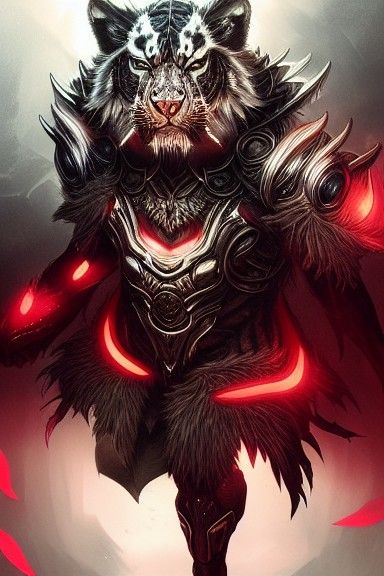 Sinister Tiger Wolf King with Glowing Eyes