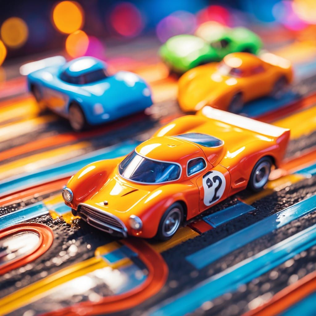 Retro-Futuristic Miniature Racing Cars in Vibrant Color