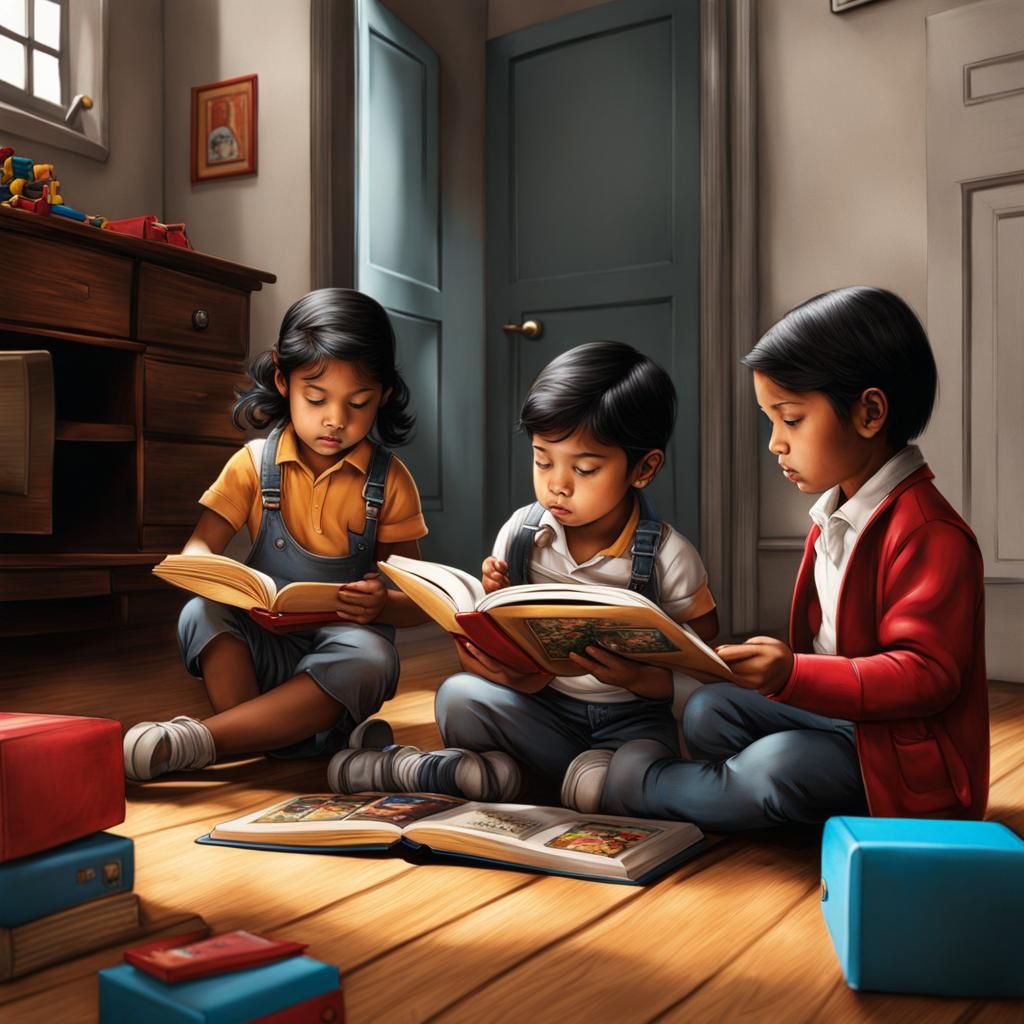 Children Detectives Step Out of Book in Comic Style