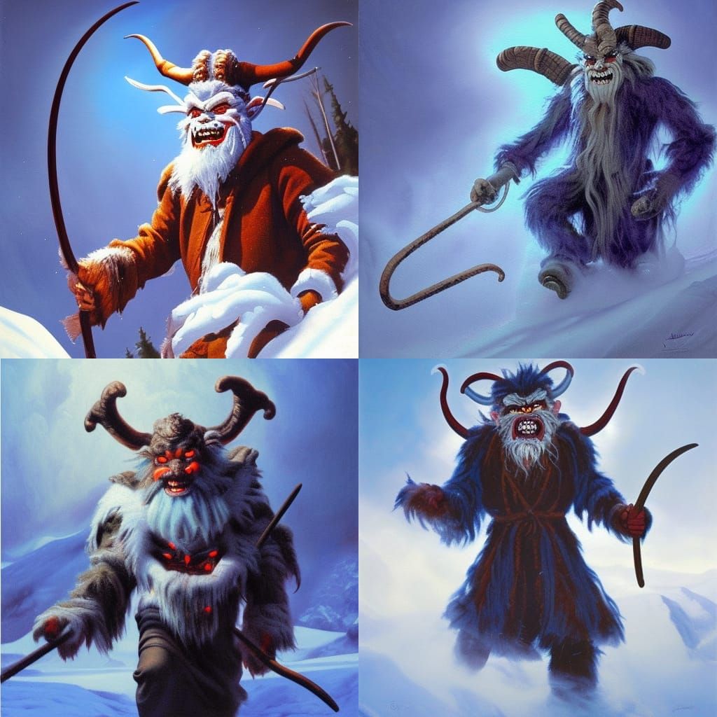 Troll Hunter Confronts Krampus Demon on Snowy Peak