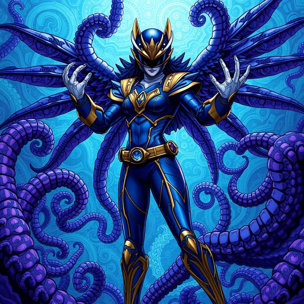 Female Indigo Gold Raven octopus Power ranger
