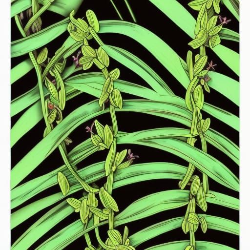 Vanilla Orchid Vine botanical print synthwave neon retro