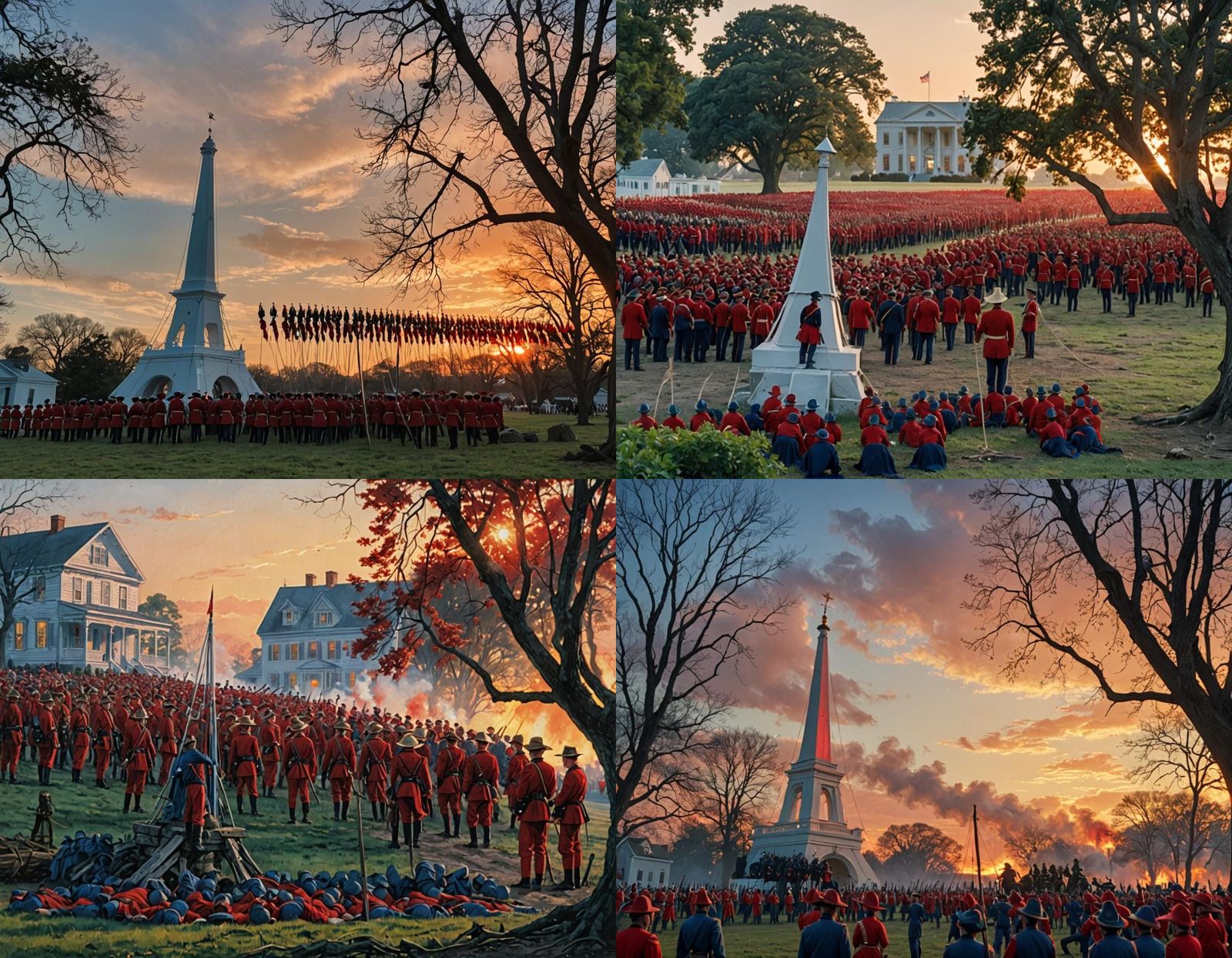 Epic War Scene at Sunset in 3D Game Style