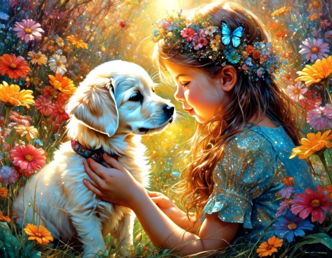 girl with faithful pet