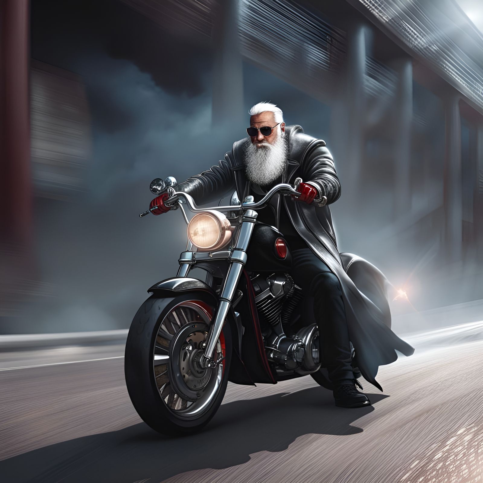 Evil Motorcyclist Warlord on Harley Davidson