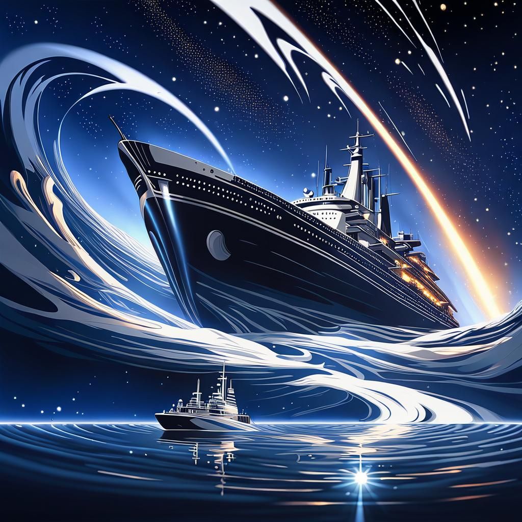 Silver Ship Sails Through River of Stars