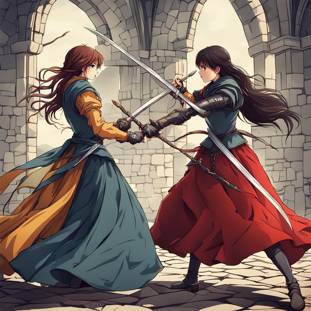 Anime Rapier Fight: Two Beautiful Women Duel